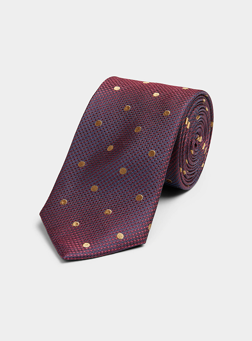 Le 31: La cravate texturée pois colorés Rouge foncé-vin-rubis pour homme
