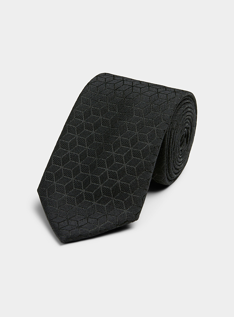 Le 31: La cravate mosaïque cubique Noir pour homme