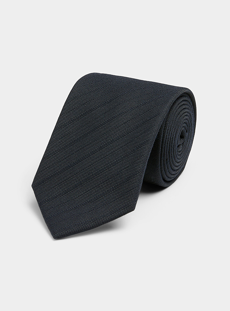 Le 31 Dark Blue Tone-on-tone stripe wool tie for men