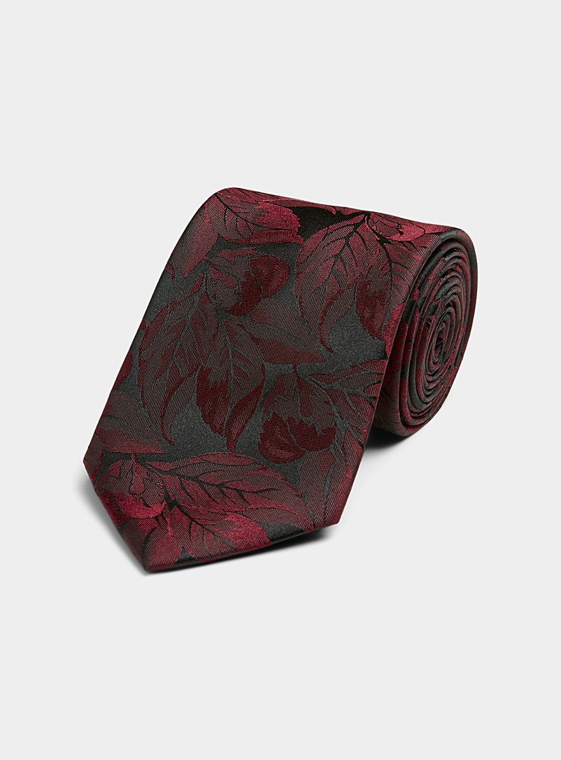 Le 31 Ruby Red Lush foliage burgundy tie for men