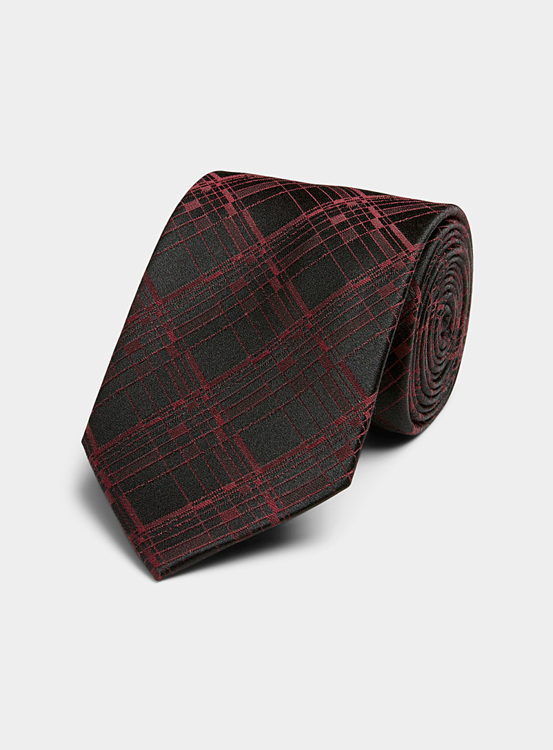 Le 31: La cravate carreaux multiples Rouge foncé-vin-rubis pour homme