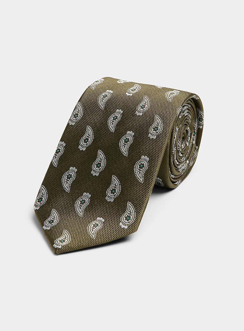 Le 31 Mossy Green Floral mini-paisley tie for men
