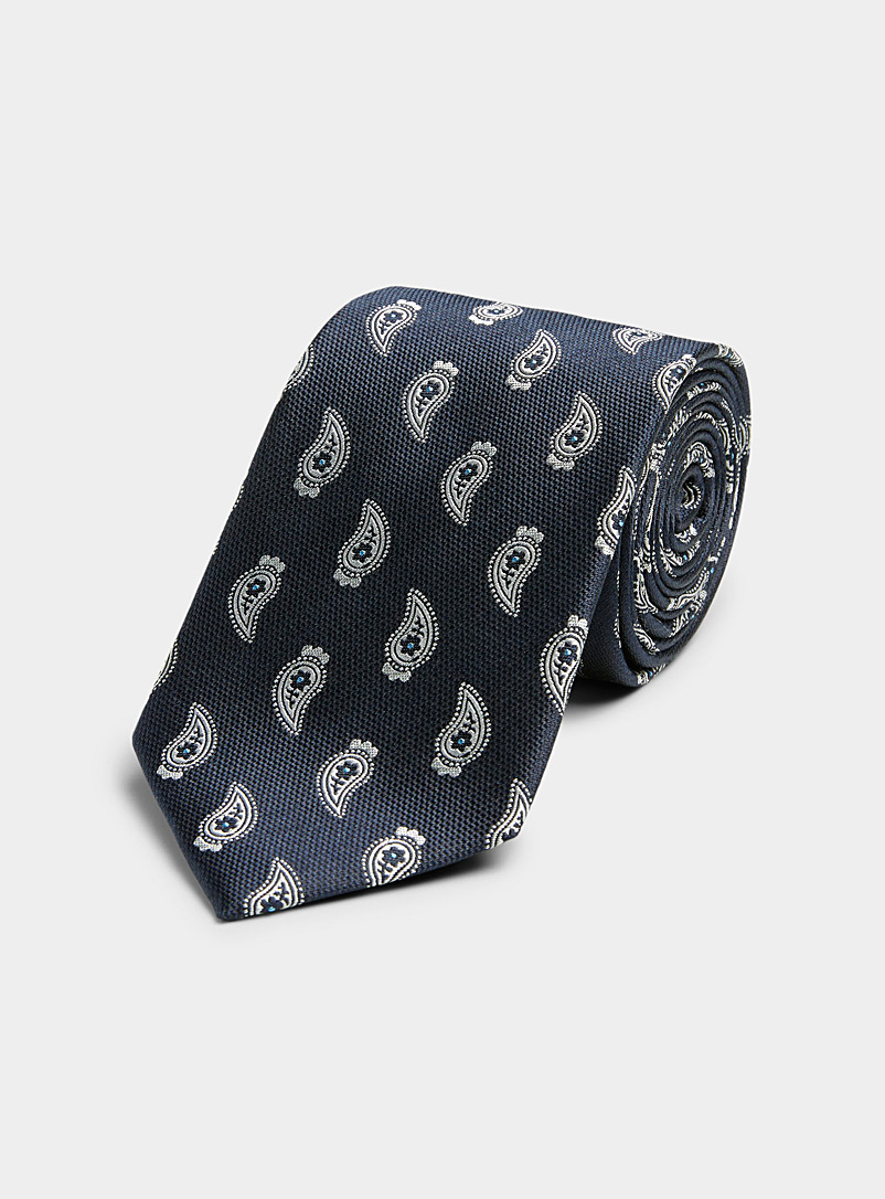 Le 31 Dark Blue Floral mini-paisley tie for men