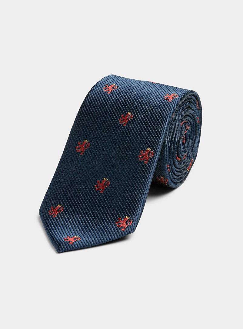 Le 31 Dark Blue Crowned lion tie for men