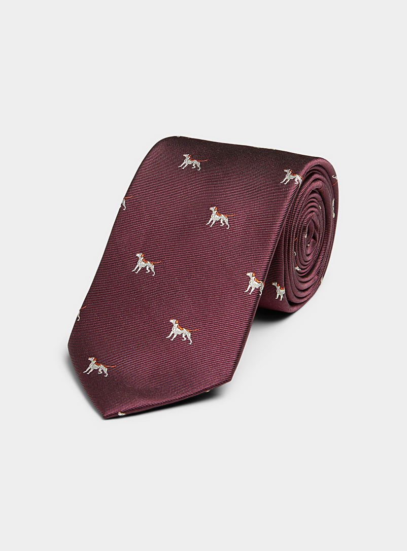 Le 31: La cravate chiens miniatures Rouge foncé-vin-rubis pour homme
