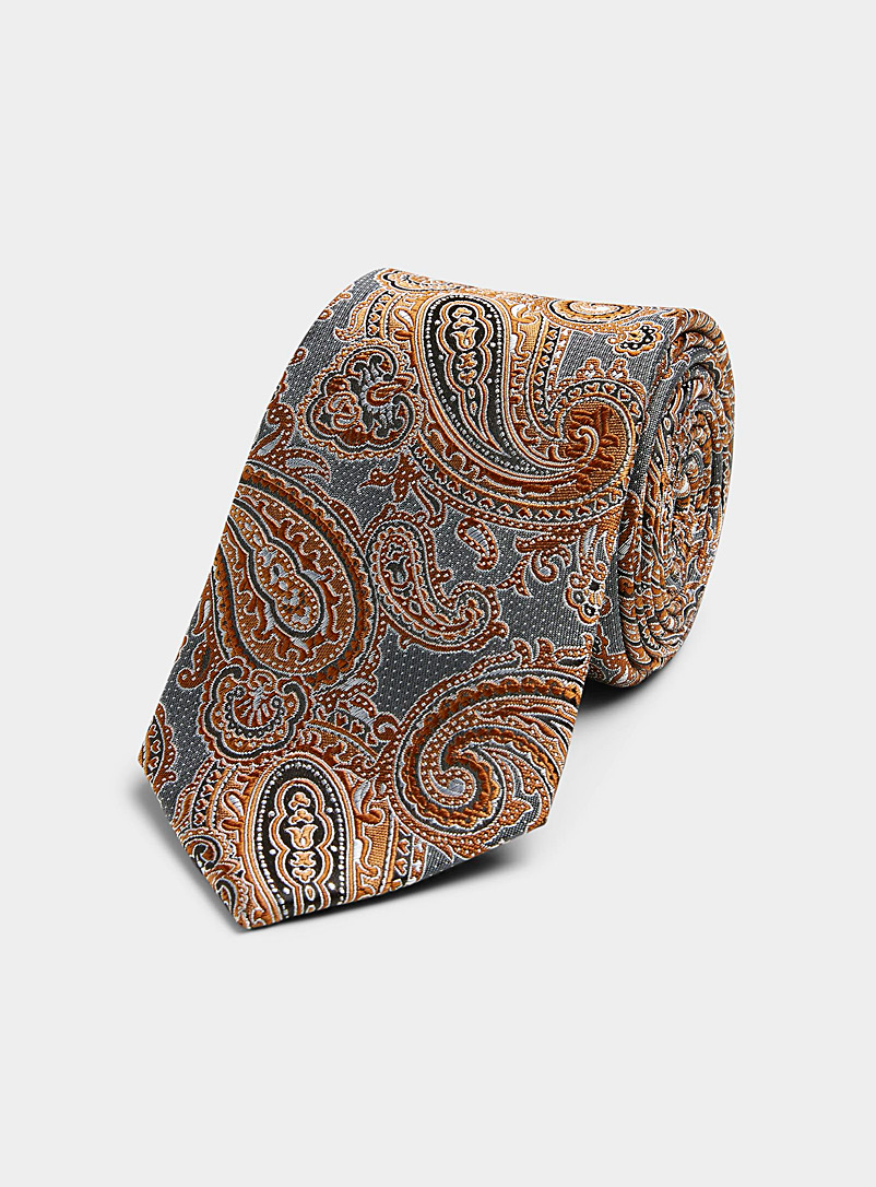 Le 31 Brown Colourful paisley dotwork tie for men