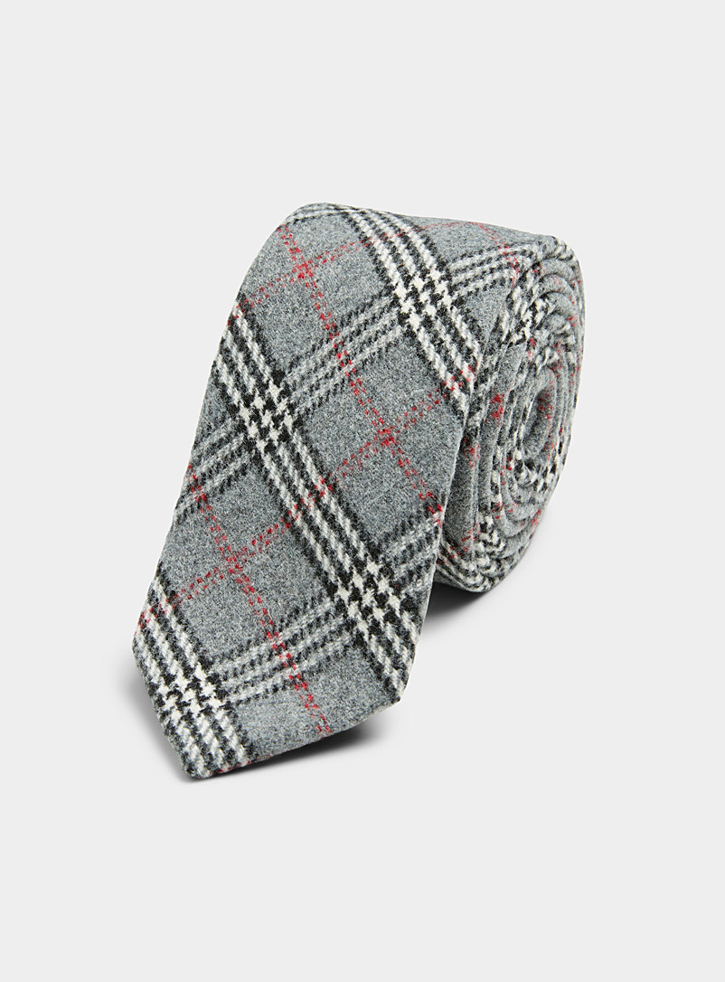 Le 31 Grey Heritage check wintery tie for men