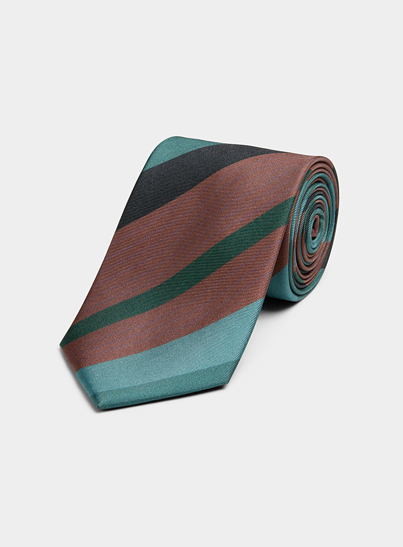 Le 31: La cravate rayures assombries Sarcelle-turquoise-aqua pour homme