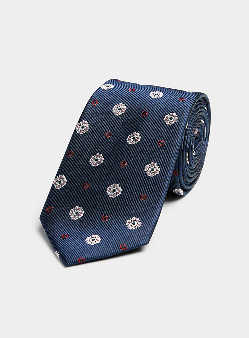 Le 31 Dark Blue Floral jacquard tie for men