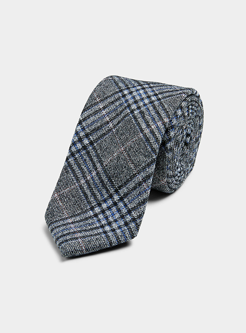 Le 31 Charcoal Large-check tie for men