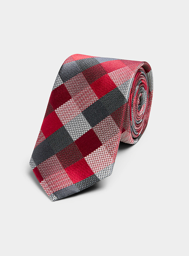 Le 31: La cravate carreaux piqués Rouge pour homme