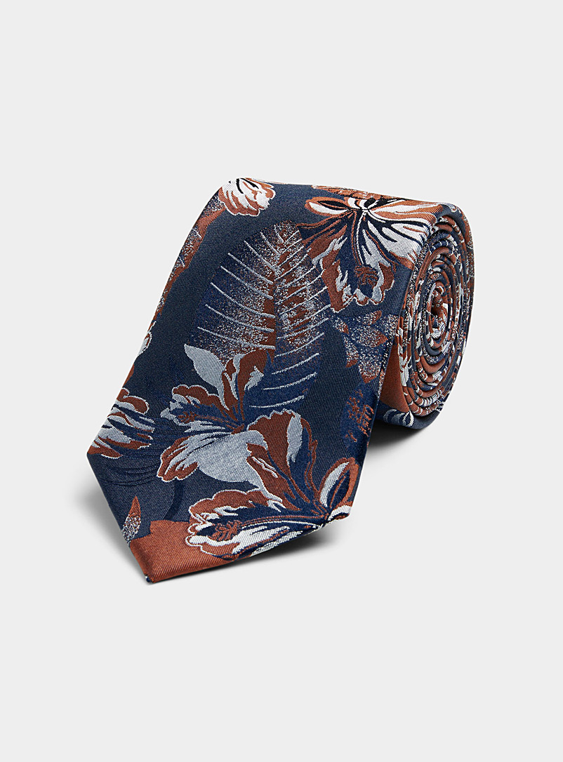 Le 31 Marine Blue Lush vegetation tie for men