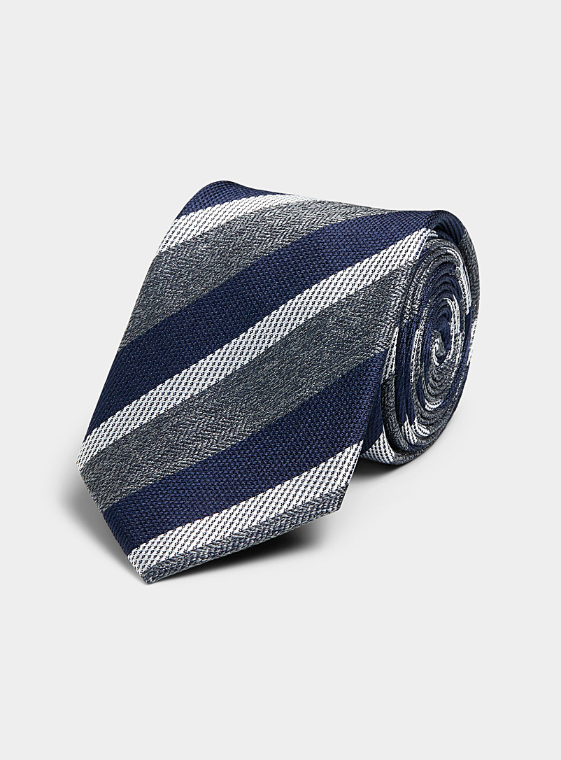 Le 31 Dark Blue Woven diagonal stripe tie for men