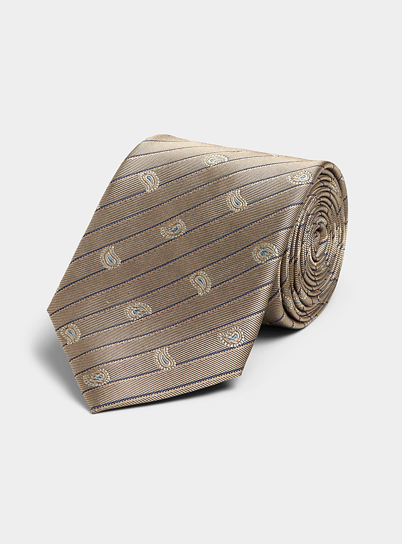 Le 31 Fawn Paisley striped tie for men