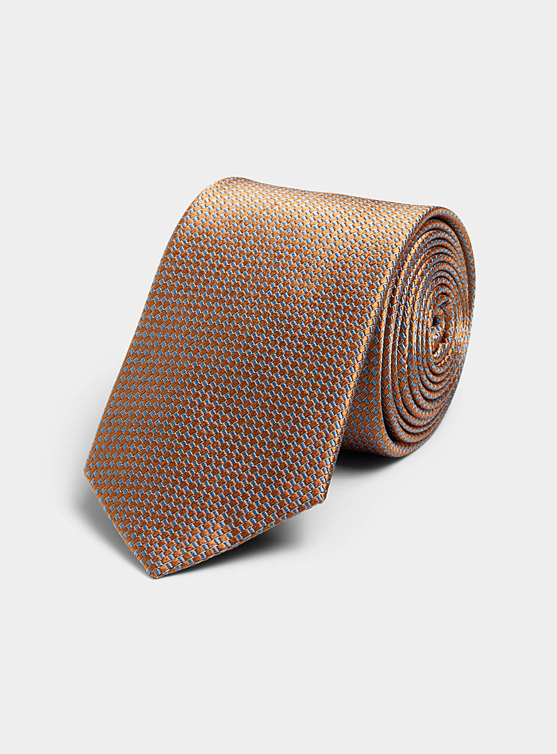 Le 31 Golden Yellow Jacquard micro-check satiny tie for men