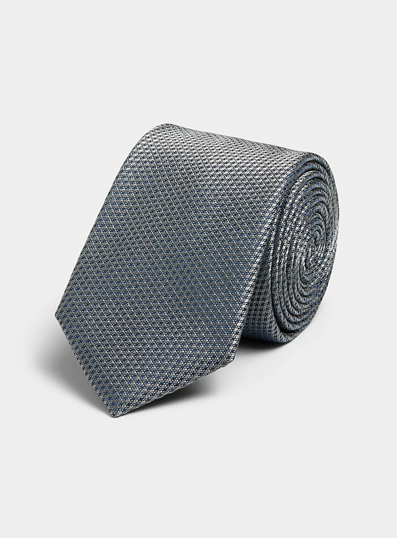 Le 31: La cravate satinée minicarreaux jacquard Gris pour homme