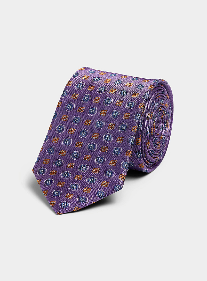 Le 31 Mauve Geo mosaic colourful tie for men