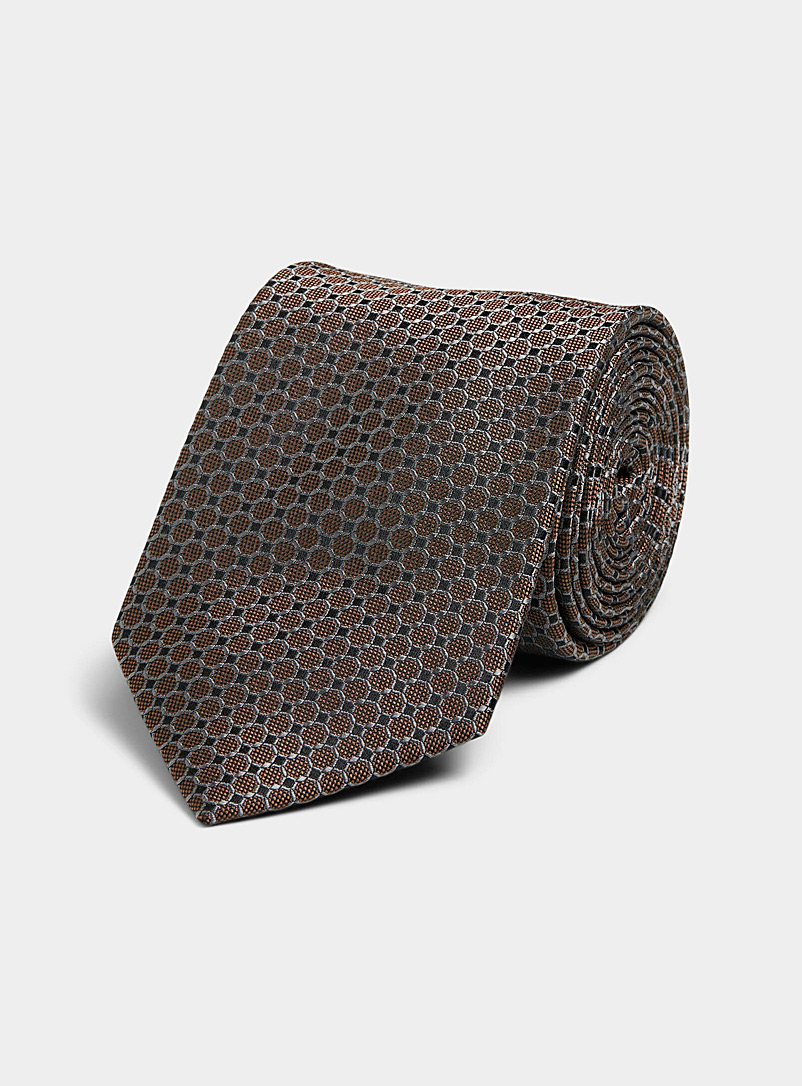 Le 31 Medium Brown Interlaced circle jacquard tie for men