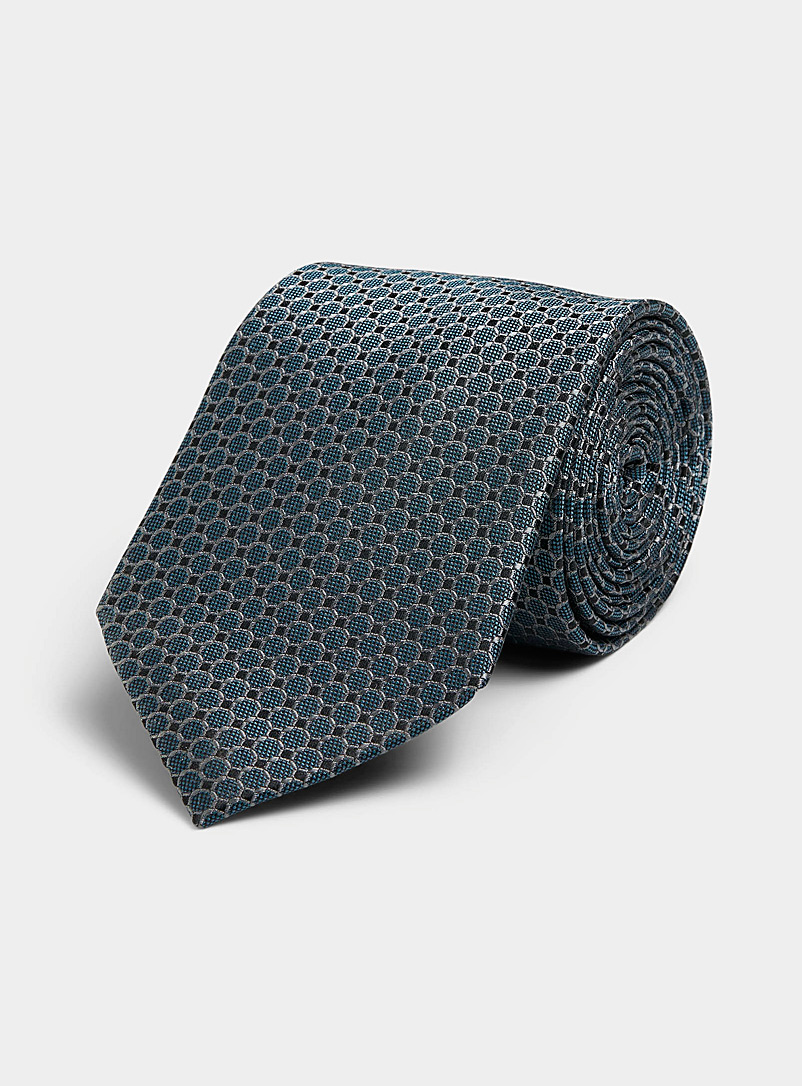 Le 31 Dark Blue Interlaced circle jacquard tie for men