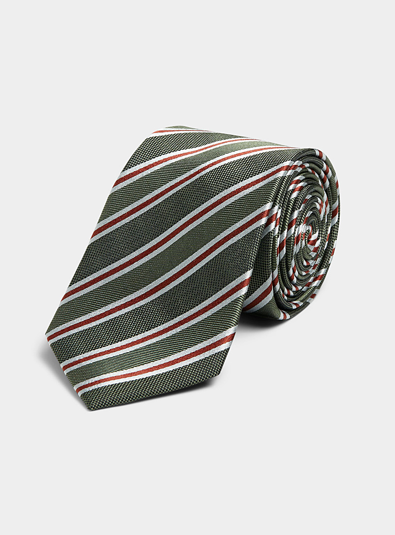 Le 31 Green Diagonal stripe colourful tie for men