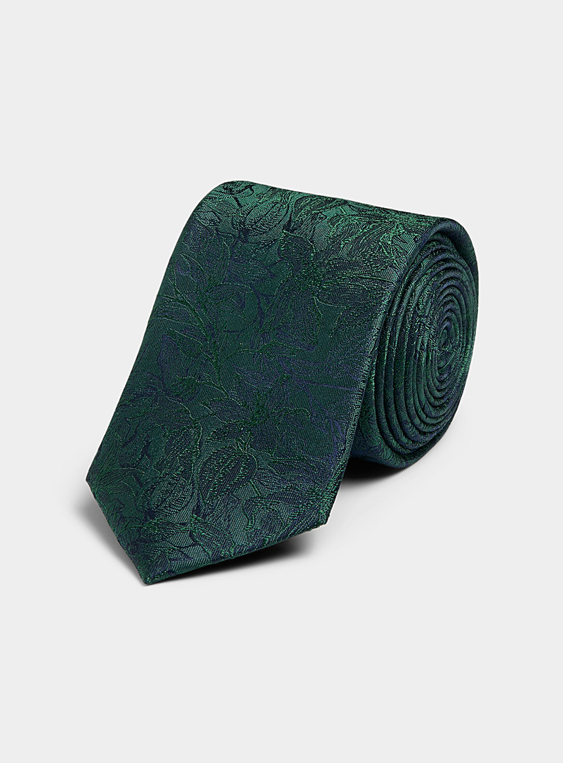 Le 31 Mossy Green Jacquard foliage emerald tie for men