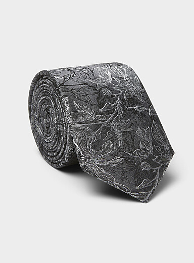 Jacquard foliage emerald tie