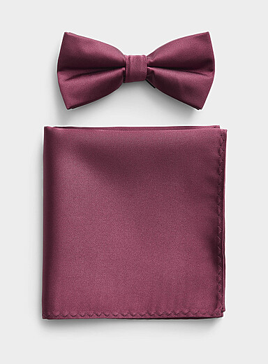 Solid bow tie and pocket square set