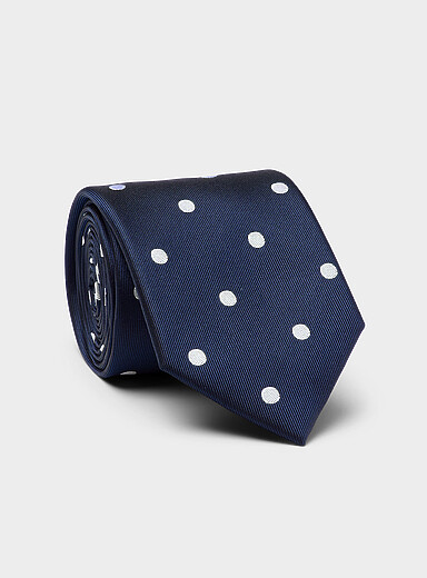 Polka dot pure silk tie