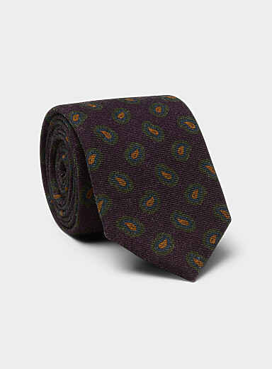 La cravate pure laine paisley bourgogne