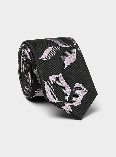Pink floral jacquard pure silk tie