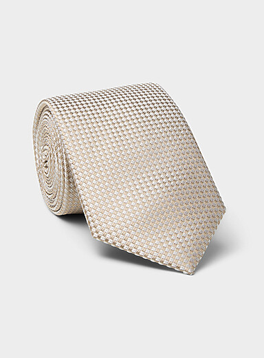 Mini-check textured pure silk tie