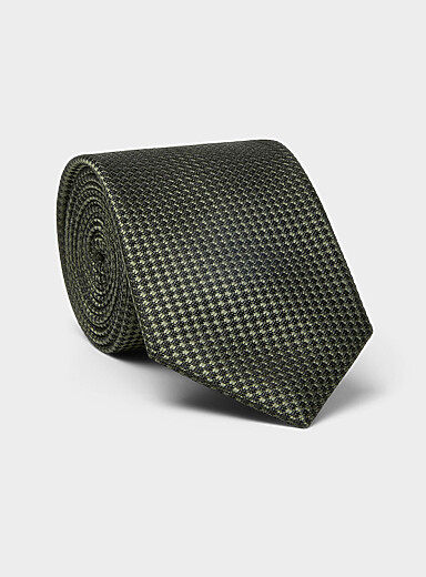 Mini-check textured pure silk tie