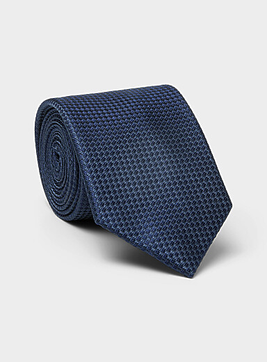 Mini-check textured pure silk tie