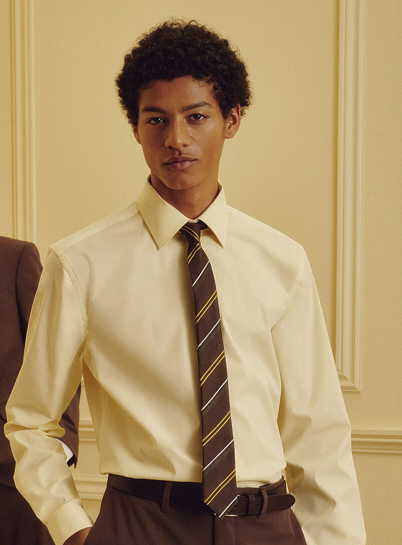 Le 31 Slate Grey Mixed-stripe slim tie for men