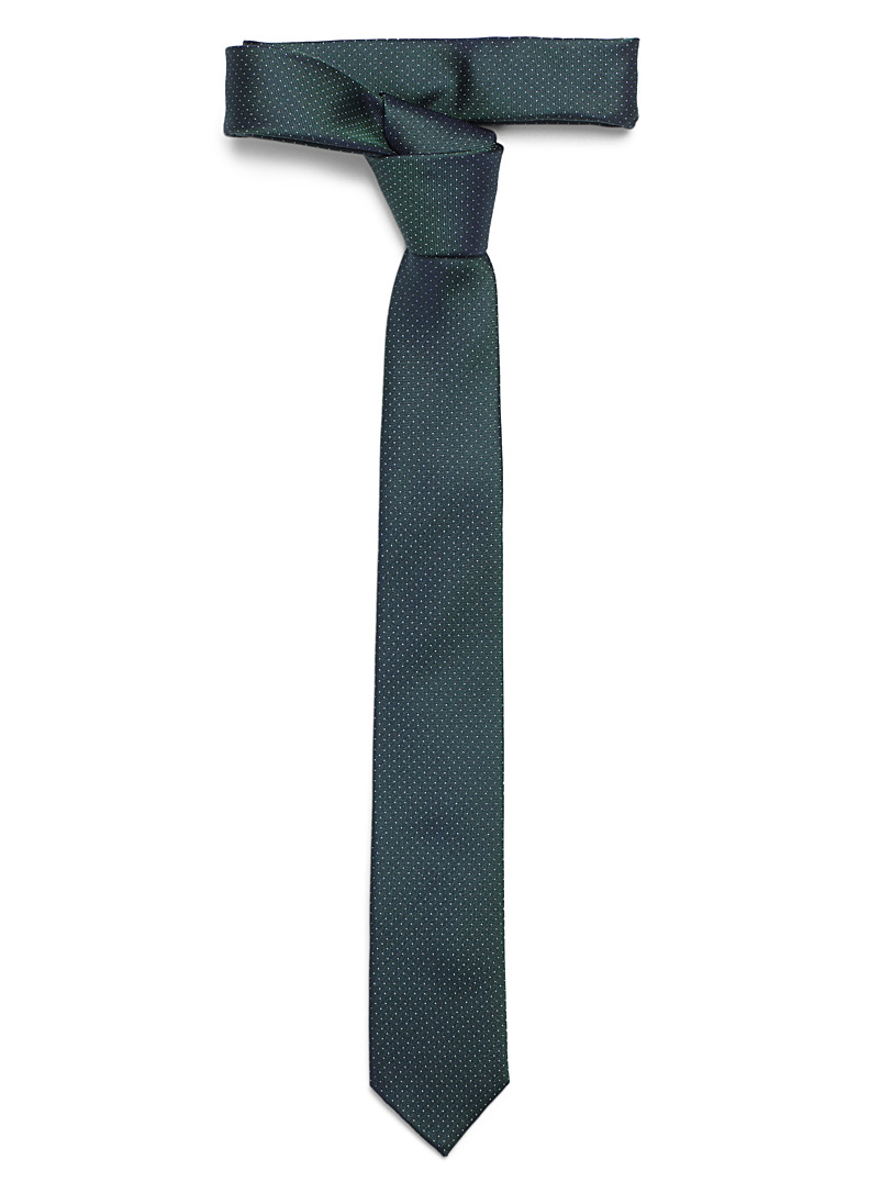 Le 31: La cravate micropois contraste Vert foncé-mousse-olive pour homme