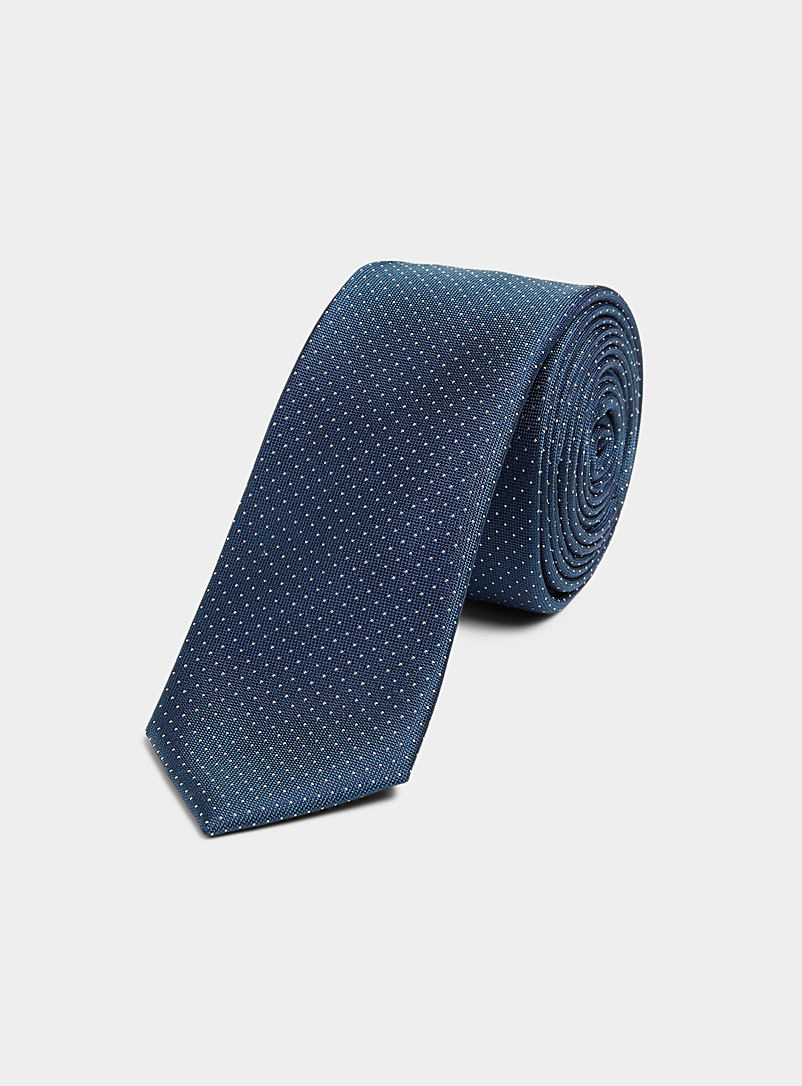 Le 31: La cravate micropois contraste Bleu marine - Bleu nuit pour homme