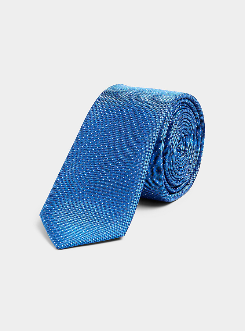 Le 31: La cravate micropois contraste Bleu moyen - Ardoise pour homme