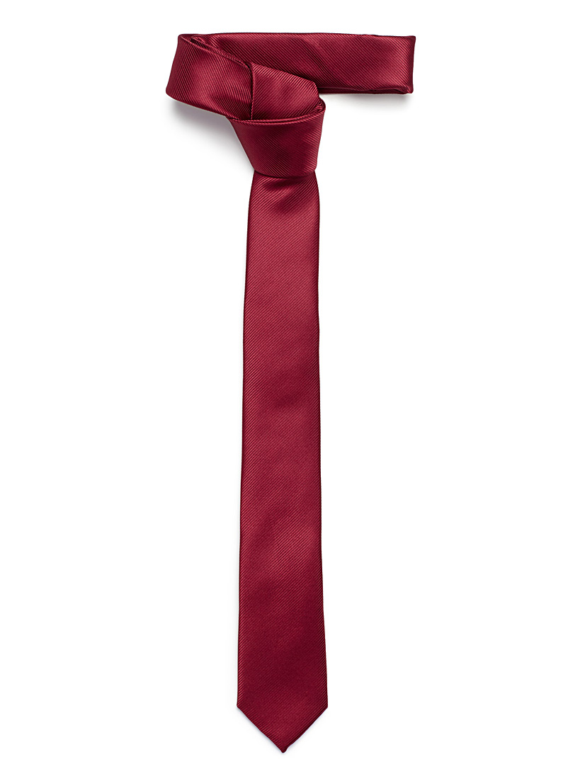 Le 31 Ruby Red Embossed oblique-stripe shiny tie for men