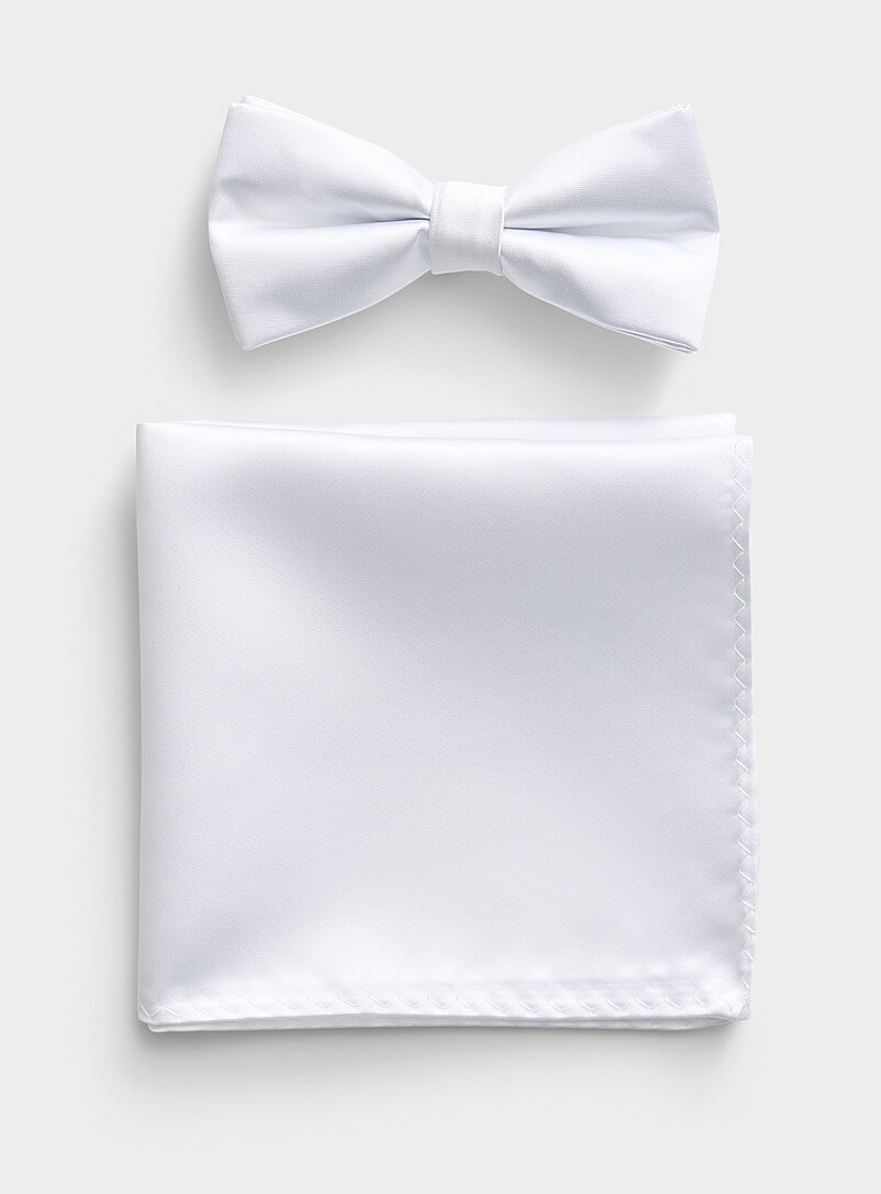Solid bow tie and pocket square set product image (primary)