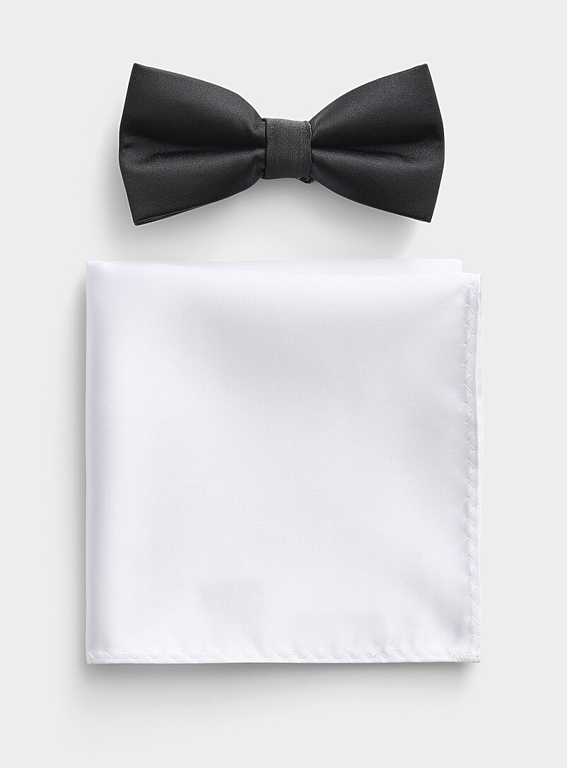 Solid Bow Tie And Pocket Square Set