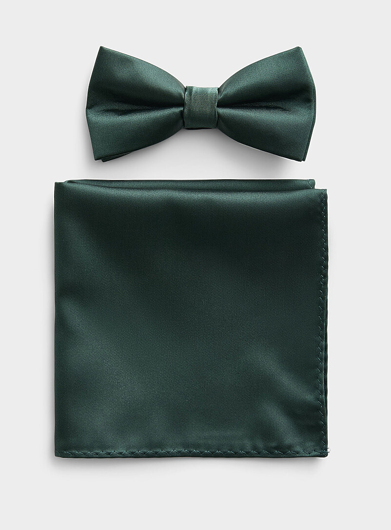 Solid Bow Tie And Pocket Square Set