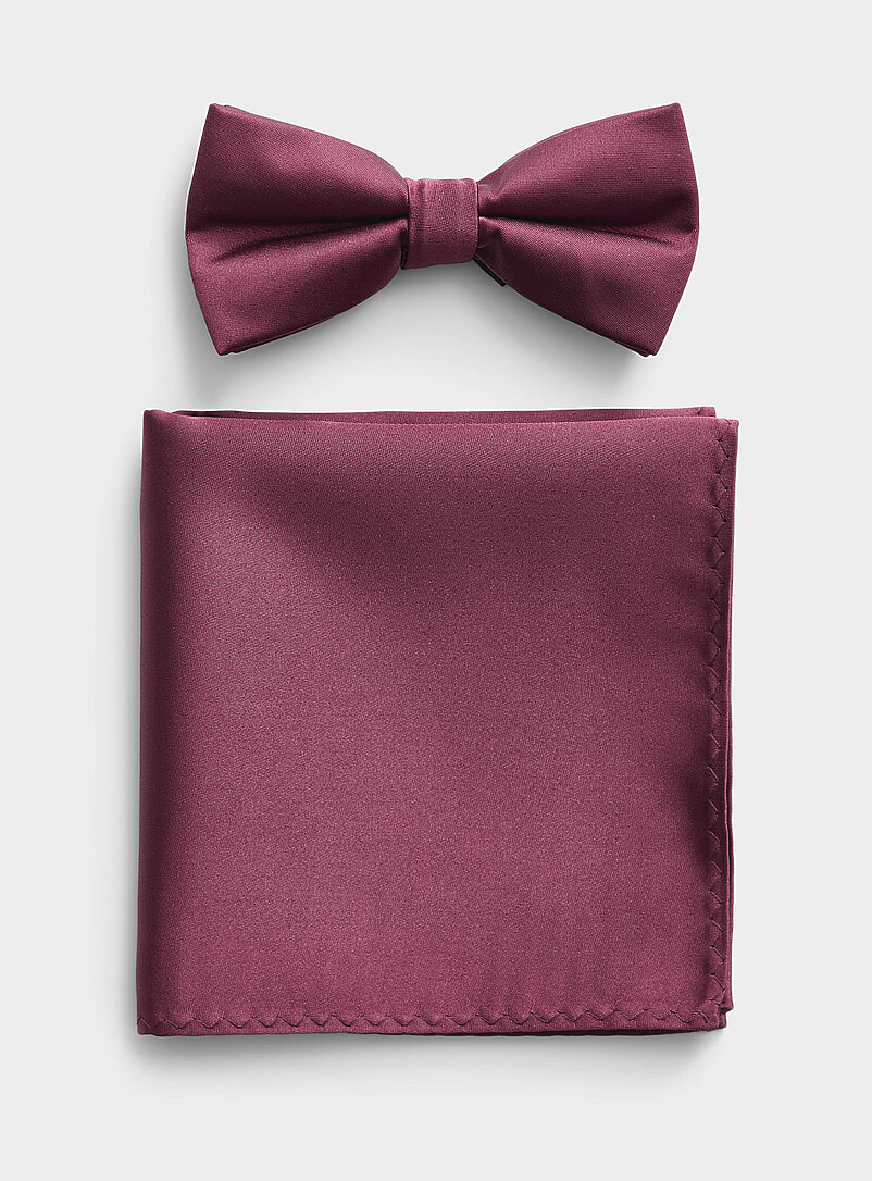 Solid Bow Tie And Pocket Square Set