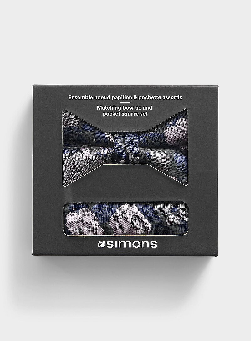 Jacquard rose bow tie and pocket square set product image 2