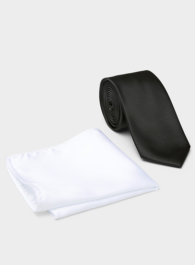 Solid Tie And Pocket Square Set