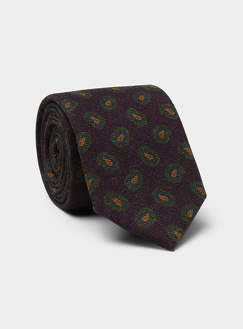 Burgundy paisley pure wool tie product image (primary)
