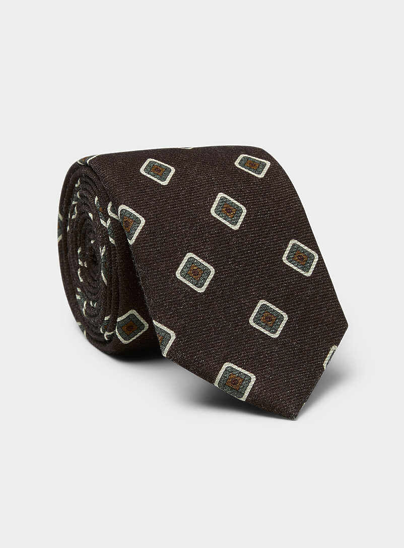 Geo check pure wool tie product image 2
