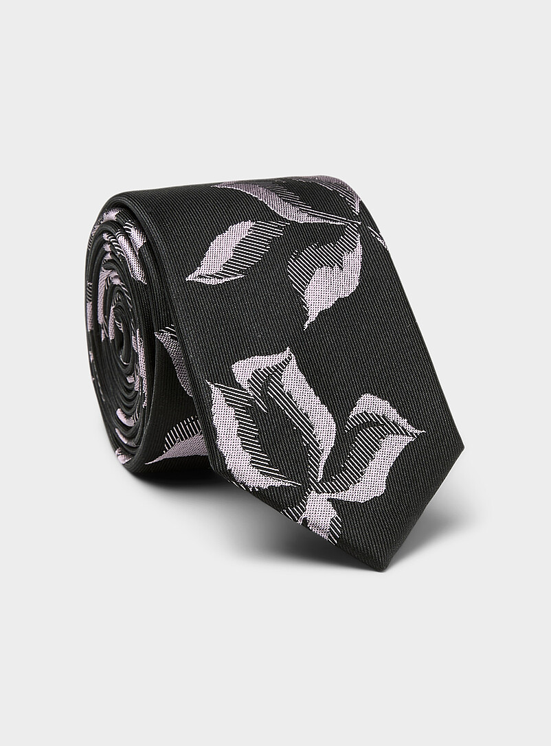 Pink floral jacquard pure silk tie product image (primary)