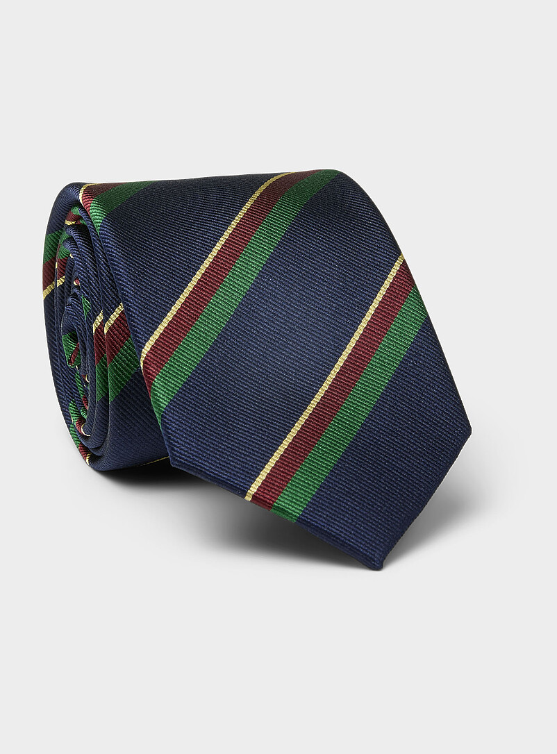 Varsity stripe pure silk tie product image (primary)