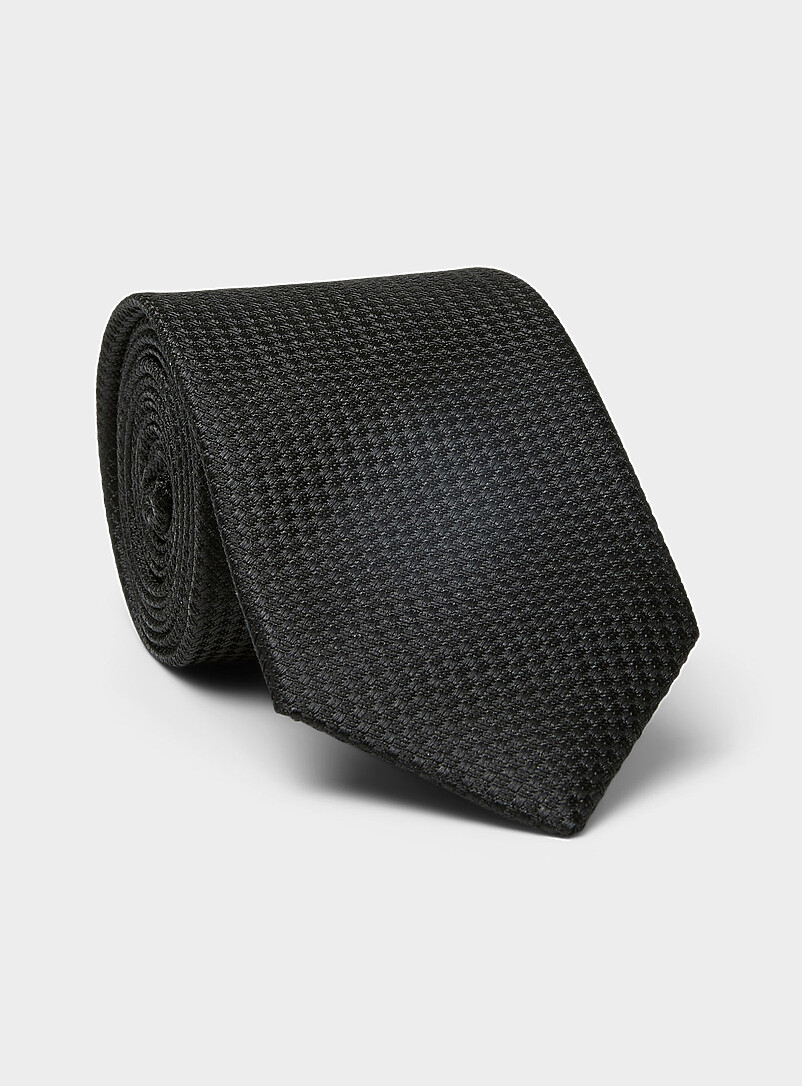 Mini-check textured pure silk tie product image (primary)
