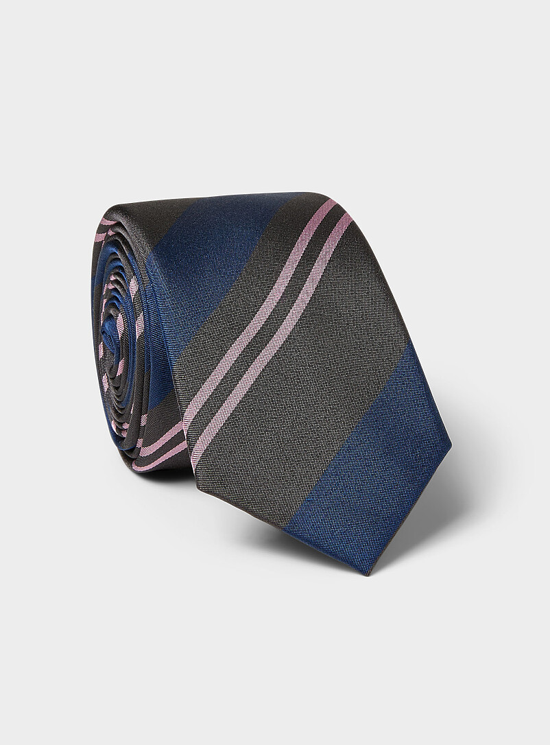 Mixed-stripe slim tie product image (primary)